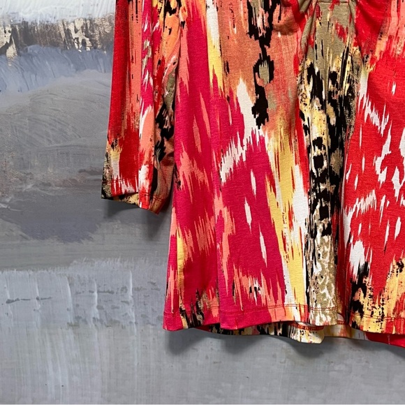 Laura Ashley NWT Tropical Storm Tunic Top Size XL Aspen Multi 3/4 Sleeve Artsy - Picture 5 of 16